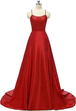 Rochie eleganta lunga din satin, fara maneci, talie supla, rosie XS [2]