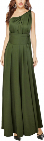 Rochie eleganta lunga, fara maneci, spate gol, talie inalta, Verde inchis M [1]
