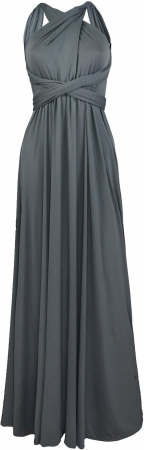Rochie eleganta lunga, fara maneci, spate gol, talie inalta, gri L [1]