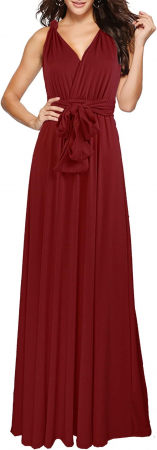 Rochie eleganta lunga, fara maneci, spate gol, talie inalta, rosie L [2]