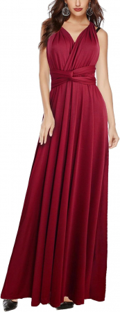Rochie eleganta lunga, fara maneci, spate gol, talie inalta, rosie L [1]