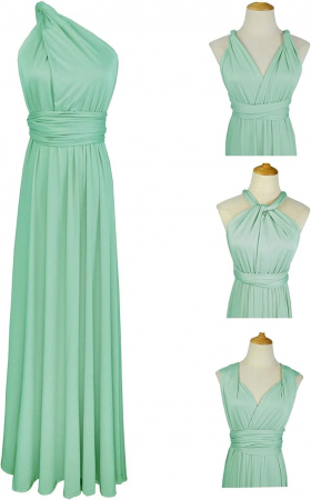Rochie eleganta lunga, fara maneci, spate gol, talie inalta, verde deschis L [3]
