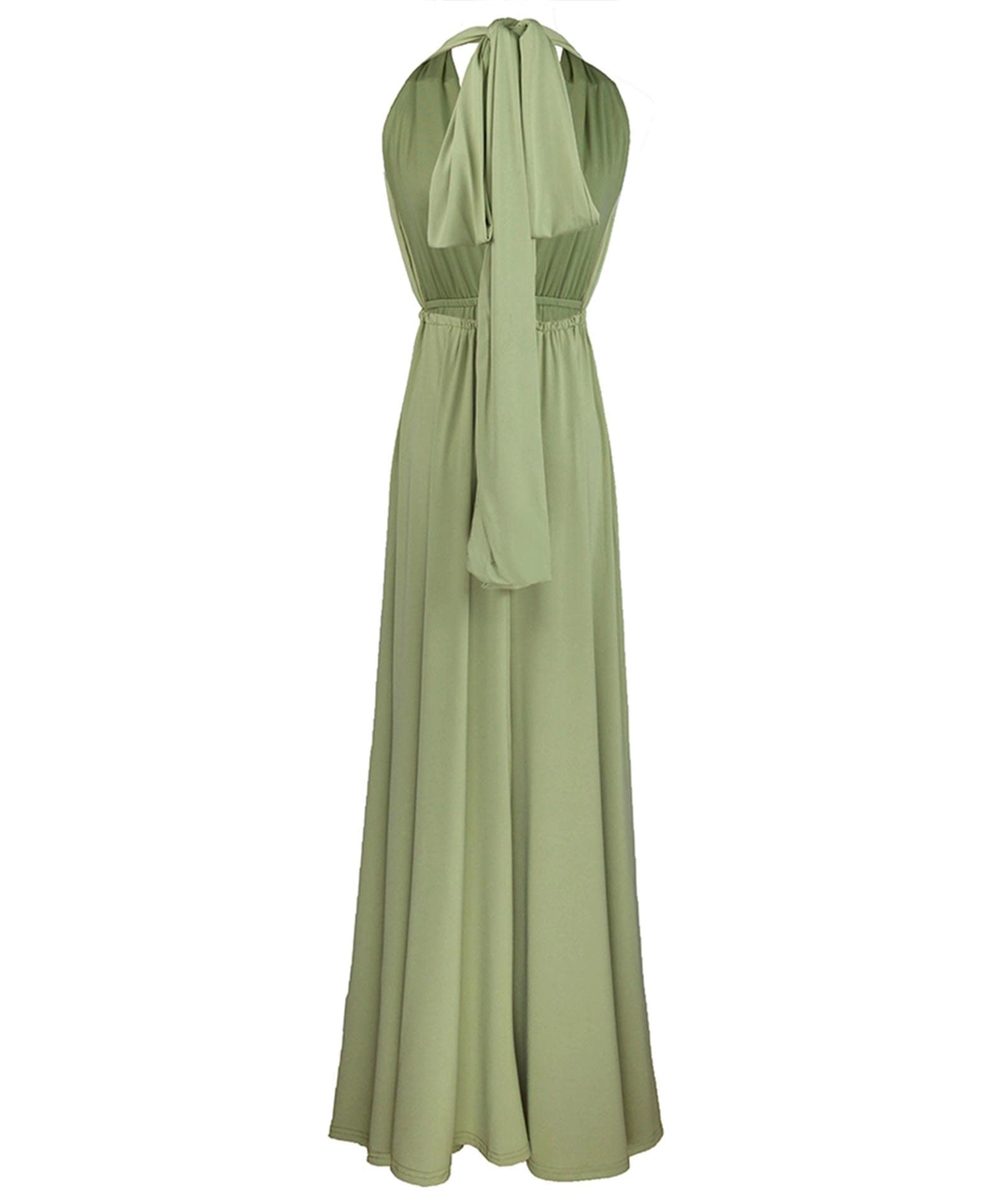 Rochie eleganta lunga, fara maneci, spate gol, talie inalta, verde deschis M [3]