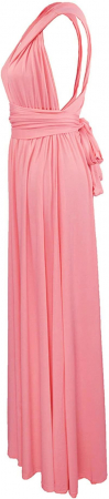 Rochie eleganta lunga, fara maneci, spate gol, talie inalta, Roz M [4]