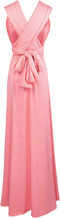 Rochie eleganta lunga, fara maneci, spate gol, talie inalta, Roz M [5]