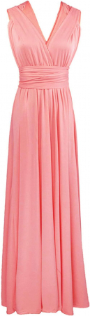 Rochie eleganta lunga, fara maneci, spate gol, talie inalta, Roz M [3]