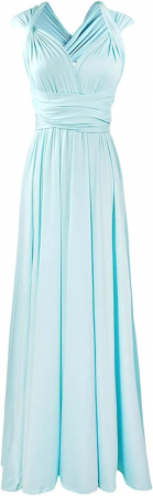 Rochie eleganta lunga, fara maneci, spate gol, talie inalta, Bleu S [1]
