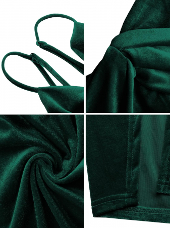 Rochie eleganta lunga, mulata pe corp, fără mâneci, verde cu sclipici, S [4]