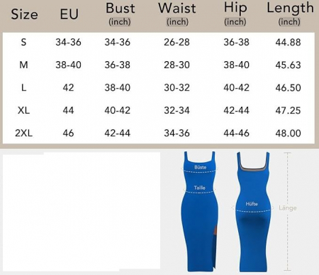 Rochie eleganta lunga, mulata pe corp, fără mâneci, albastra, XL [5]