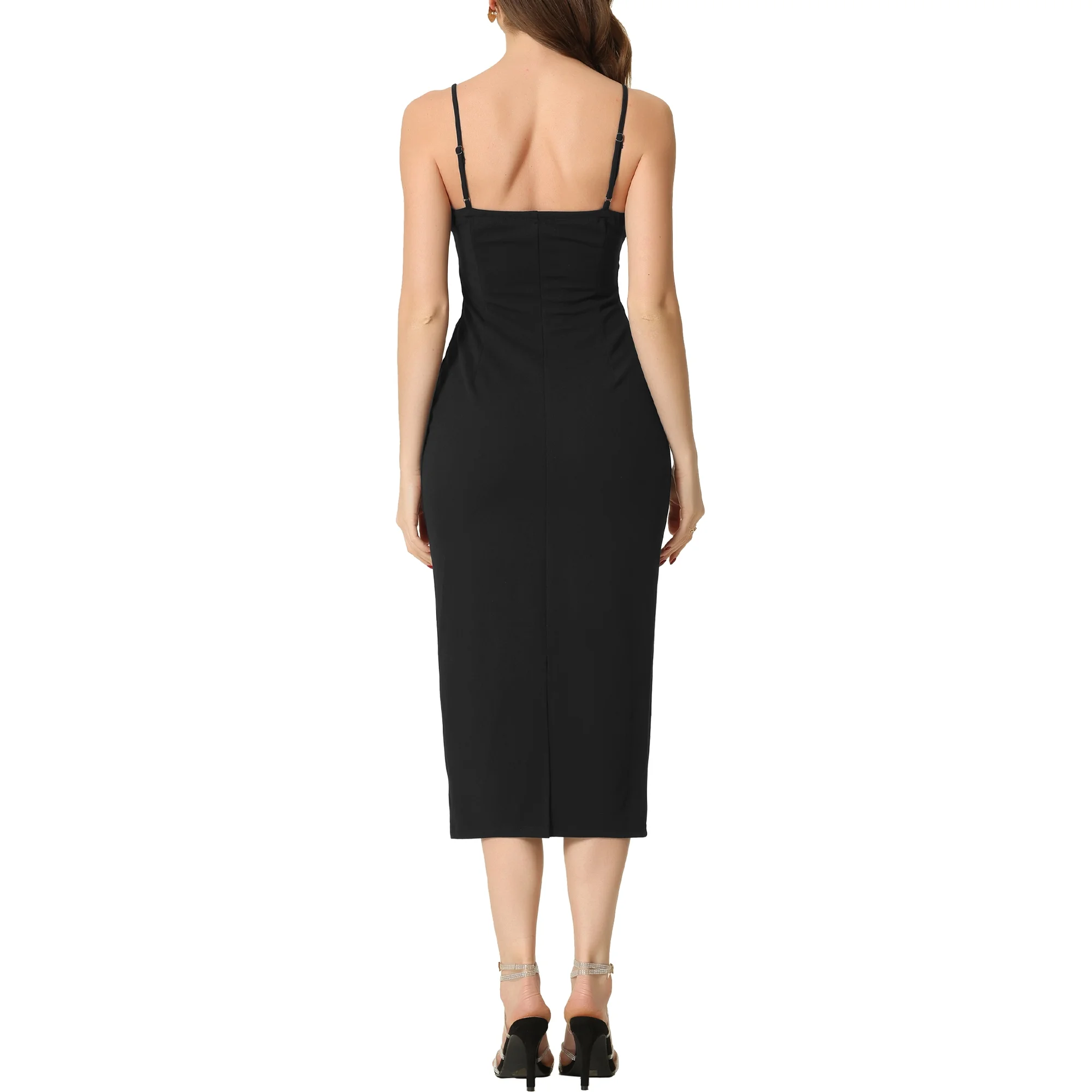 Rochie eleganta lunga, mulata pe corp, fără mâneci, Negru L [2]