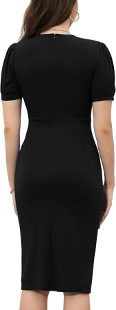 Rochie eleganta scurta, mulata pe corp, mâneci scurte, neagra L [1]