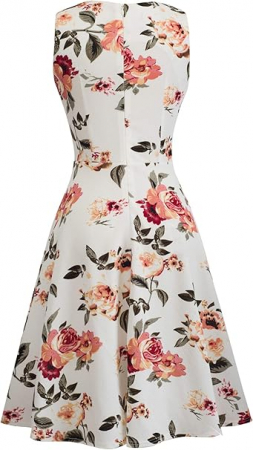 Rochie eleganta lunga, mulata pe corp, fără mâneci, alba cu flori, XL [1]
