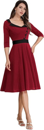ROCHII - Rochie eleganta lunga pana la genunchi, mâneci 3/4, Rosie L