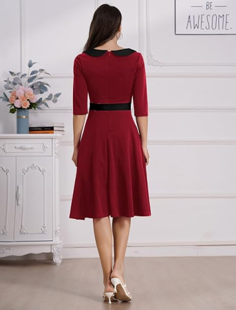 Rochie eleganta lunga pana la genunchi, mâneci 3/4, Rosie L [4]