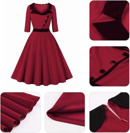 Rochie eleganta lunga pana la genunchi, mâneci 3/4, Rosie L [5]