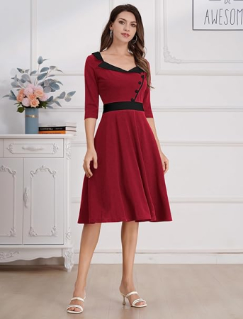 Rochie eleganta lunga pana la genunchi, mâneci 3/4, Rosie L [1]