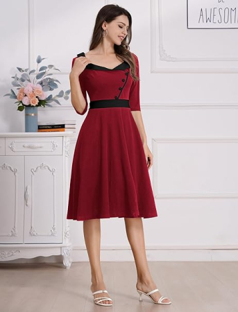 Rochie eleganta lunga pana la genunchi, mâneci 3/4, Rosie L [2]