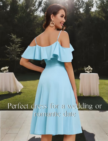 Rochie Albastru eleganta, lunga pana la genunchi, fara mâneci, Albastru 3XL [1]