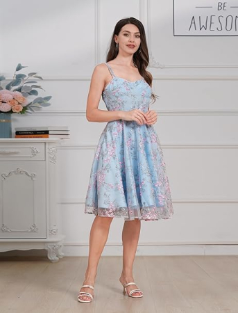 Rochie eleganta lunga pana la genunchi, fara mâneci, Albastru floral S [1]