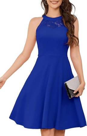 ROCHII - Rochie eleganta lunga pana la genunchi, fara mâneci, Albastru regal XL
