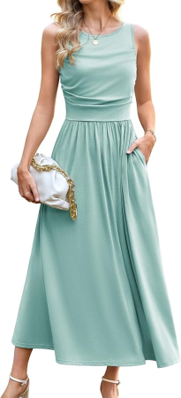 ROCHII - Rochie eleganta lunga pe corp, fara maneci, talie supla, Bleu 2XL