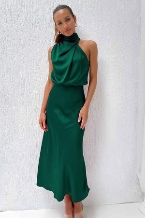 Rochie eleganta lunga peste genunchi, fara mâneci, Verde XL [1]