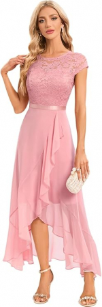 Rochie eleganta lunga peste genunchi, mulata pe corp, fara mâneci Roz, 3XL [2]