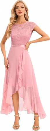 Rochie eleganta lunga peste genunchi, mulata pe corp, fara mâneci Roz, 3XL [5]