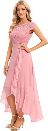 Rochie eleganta lunga peste genunchi, mulata pe corp, fara mâneci Roz, 3XL [4]