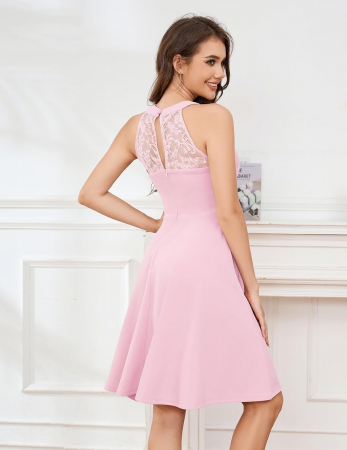 Rochie eleganta lunga peste genunchi, mulata pe corp, fara mâneci Roz, XL [1]
