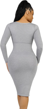 Rochie de compresie, mulata, lunga, decolteu patrat, gri XL [1]
