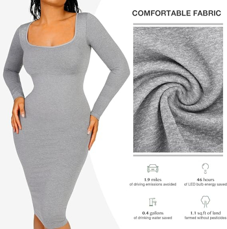 Rochie de compresie, mulata, lunga, decolteu patrat, gri S [3]