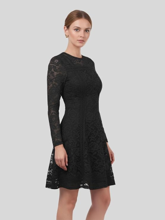 Rochie eleganta neagra de vara,lungime peste genunchi, decolteu in rotund, maneci lungi XL [5]