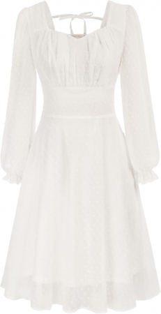 ROCHII - Rochie eleganta, peste genunchi, mâneci lungi, alba, dantela 2XL