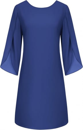 Rochie eleganta, peste genunchi, mâneci 3/4, albastru inchis L [4]
