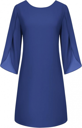 Rochie eleganta, peste genunchi, mâneci 3/4, albastru M [4]