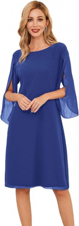 ROCHII - Rochie eleganta, peste genunchi, mâneci 3/4, albastru inchis L