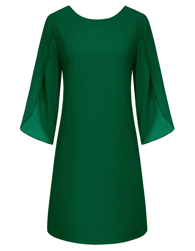 Rochie eleganta, peste genunchi, mâneci 3/4, verde M [4]