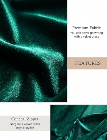 Rochie eleganta, peste genunchi, fara mâneci , verde catifea XL [3]