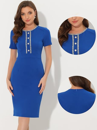 Rochie eleganta scurta, mulata pe corp, mâneci scurte, albastra S [1]