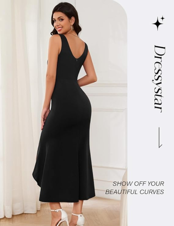 Rochie eleganta lunga, mulata pe corp, fara mâneci, neagra S [2]