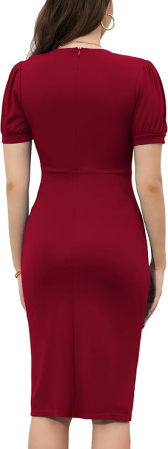 Rochie eleganta scurta, mulata pe corp, mâneci scurte, Rosu XL [1]