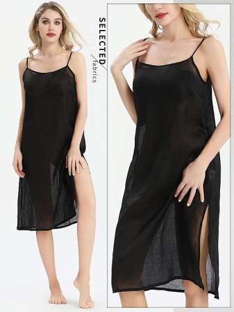 Rochie lejera de somn/plaja pentru femei, din material moale, neagra M [3]