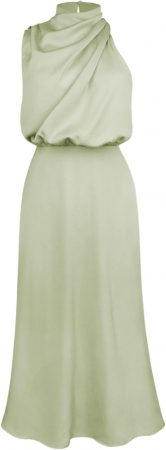 ROCHII - Rochie lunga eleganta din satin, fara maneci, verde deschis, marimea M