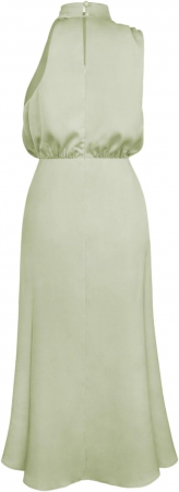 Rochie lunga eleganta din satin, fara maneci, verde deschis, marimea S [1]