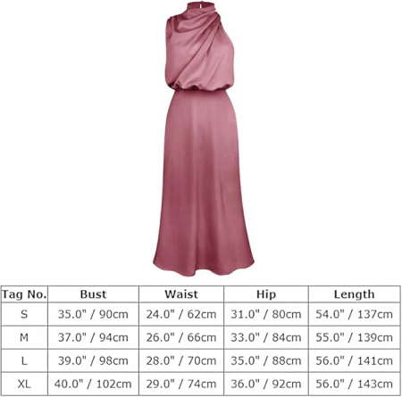 Rochie lunga eleganta din satin, fara maneci, Roz inchis, marimea S [2]