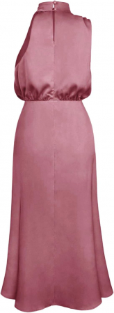 Rochie lunga eleganta din satin, fara maneci, Roz inchis, marimea S [1]