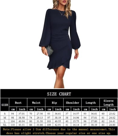 Rochie albastra Cocktail Damă A-Line, Asimetrică High-Low, Talie Accentuată, Elegantă, XL [6]