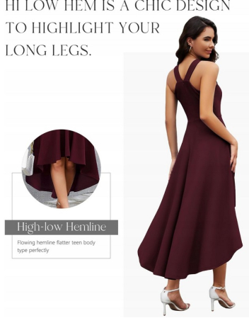 Rochie visinie eleganta de vara,lungime peste genunchi, decolteu in V, fermoar ascuns pe spate, XL [5]