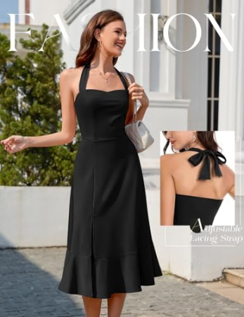Rochie neagra eleganta de vara, umeri goi, fermoar ascuns pe spate, L [4]